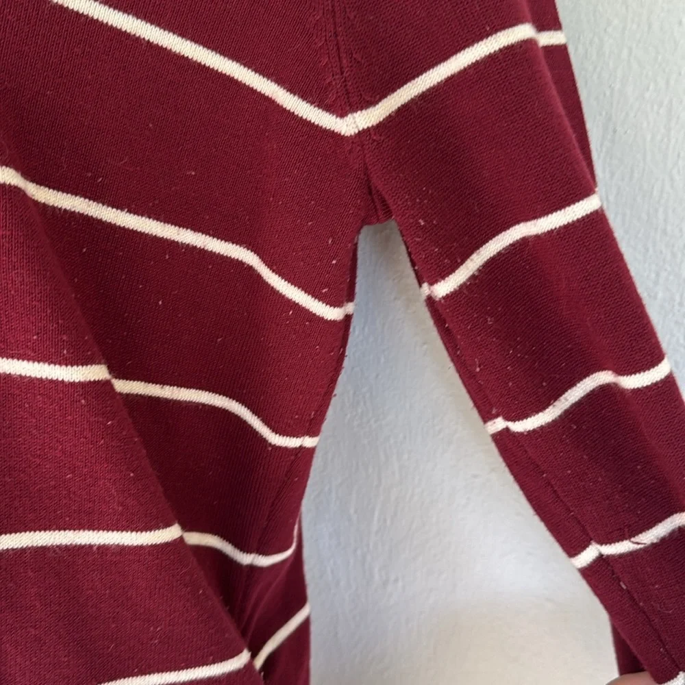 Pink Rose maroon white stripe cowl neck 3/4 sleeve long tunic sweater size large